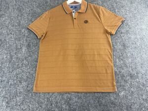 TBS France Polo Shirt Men’s XL XLarge Striped Brown Cotton Short Sleeve N68